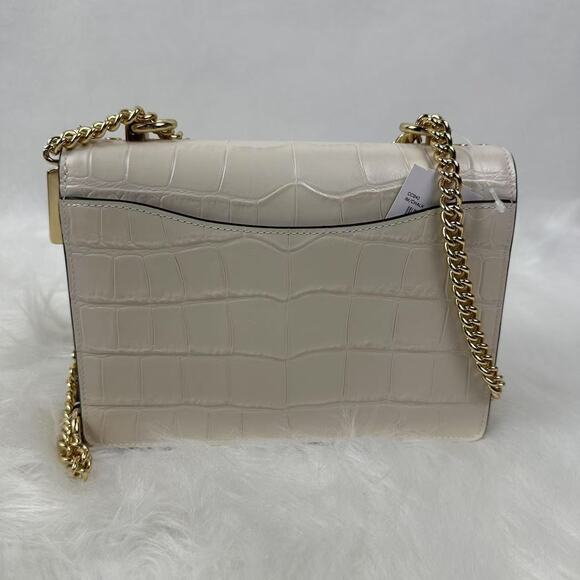 Coach Klare Crossbody Bag Crocodile-embossed Leather CC840 Gold/Chalk NWT - Picture 4 of 11